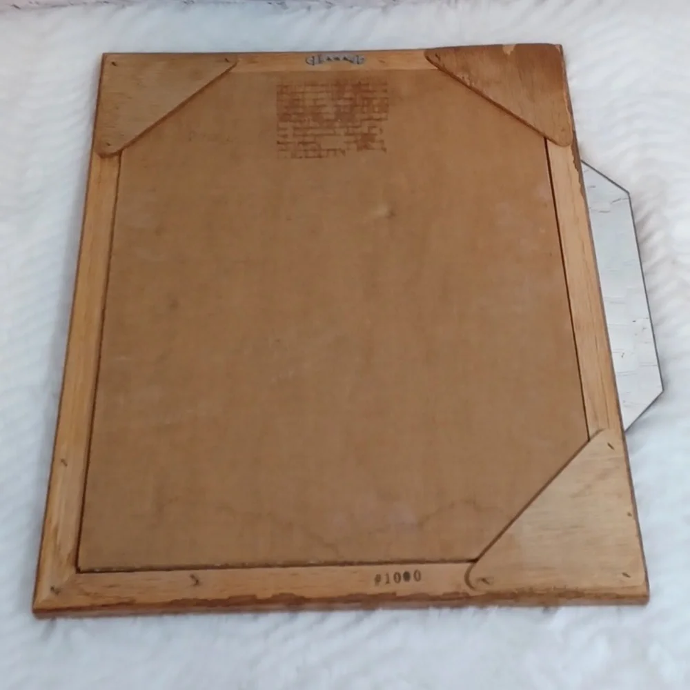 Wooden Vintage Flower Stained Glass Mirror